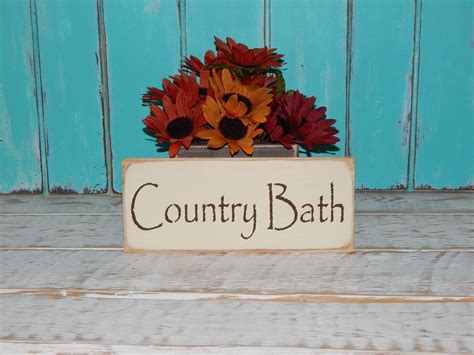 Bathroom Sign Country Bath Wall Decor Cottage Chic Country Home Decor