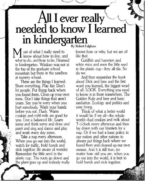 All I Ever Really Needed To Know I Learned In Kindergarten Robert