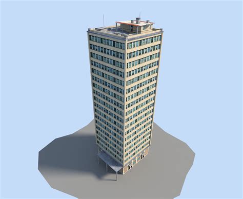 3d Model Low Poly Skyscraper Tall Building Vr Ar Low Poly Cgtrader