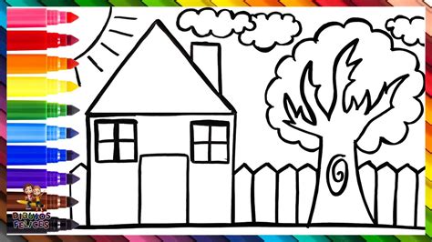 Dibuja Y Colorea Una Casa Con Jardín 🏡🌈 Dibujos Para Niños Youtube