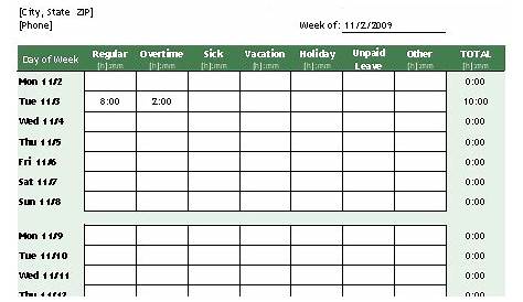 Timesheet Template - Free Simple Time Sheet for Excel