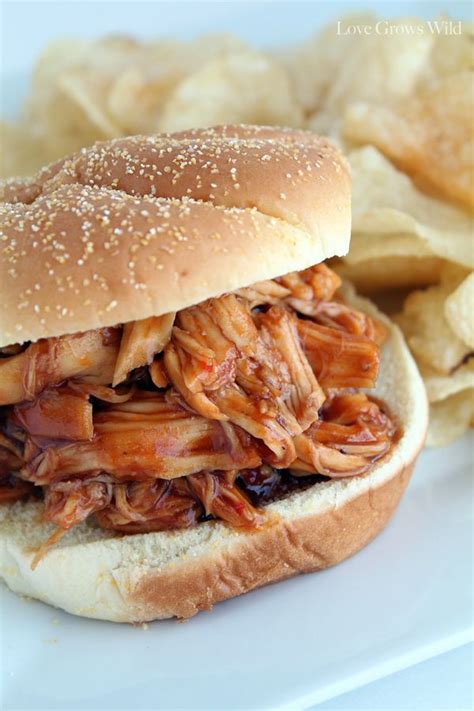 Slow Cooker Honey Barbecue Chicken Sandwiches Recipe Recipes Slow