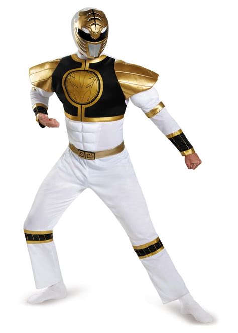 Power Rangers White Ranger Muscle Men Costume Superhero Costumes