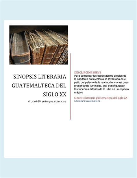 Sinopsis Literaria Guatemalteca Del Siglo Xx By Odra Gabriela Godinez Pereira Issuu