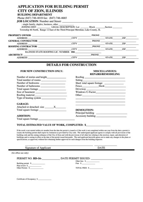 Coj Building Permit Application Fillable Form Printable Forms Free Online