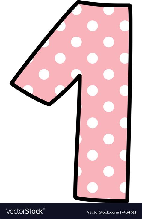 Number 1 With White Polka Dots On Pastel Pink Vector Image