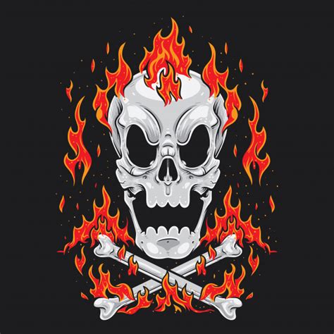 Find & download free graphic resources for fire. Calavera de dibujos animados cross bones fire | Vector Premium