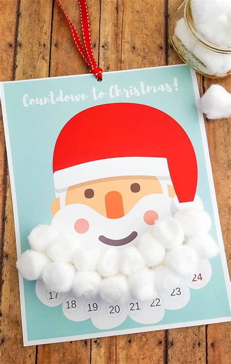 Free Printable Santa Beard Advent Calendar Diy Countdown To Christmas