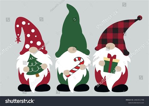Christmas Gnome Svg Vector Illustration Three Stock Vector Royalty