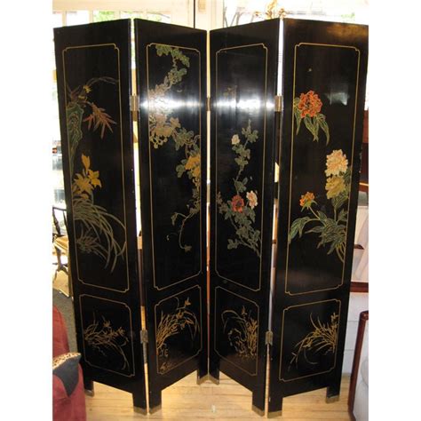 Dual Sided 4 Panel Asian Screen Japanese Room Divider At 1stdibs