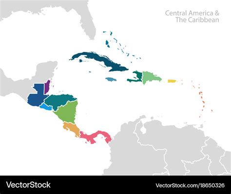 Central America And The Caribbean Map Royalty Free Vector