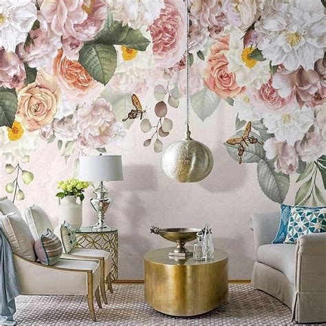 Custom Mural Wallpaper Romantic Pastoral Rose Flowers Bvm Home