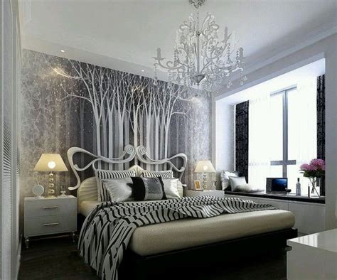 Textural decor in neutral beige and brown, blue walls. Elegant Silver and Black Bedroom Ideas for Woman with ...
