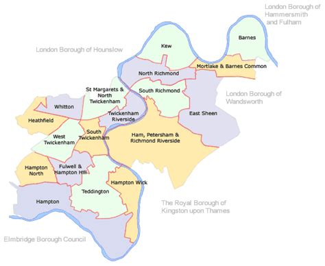 Ward Map Of The Borough London Borough Of Richmond Upon Thames