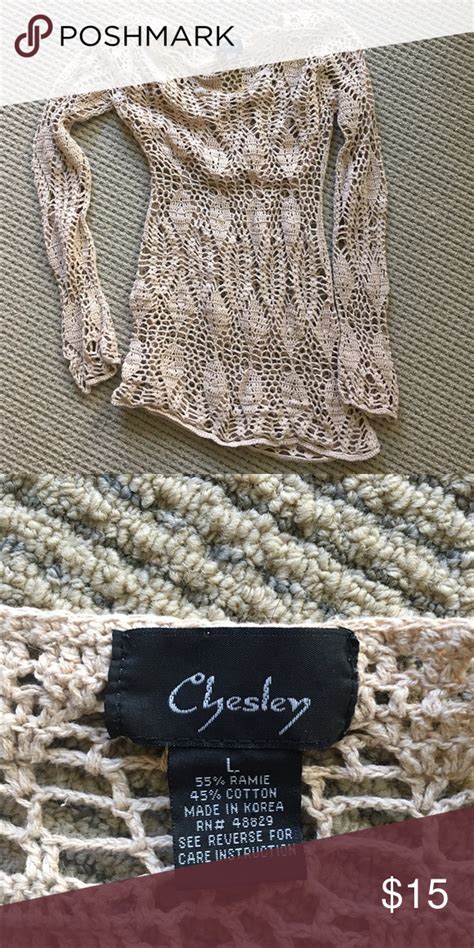 Beige Nude Long Sleeve Crochet Top Sweater Perfect For Anyone With A
