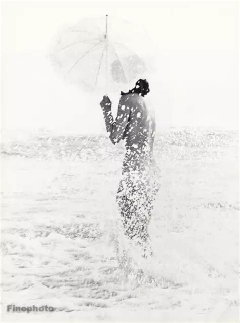 S Wingate Paine Female Nude Woman Parasol Beach Ocean Waves Photo
