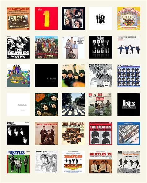 Collection Of Beatles Record Albums Beatlemania Poster Art Rock Music