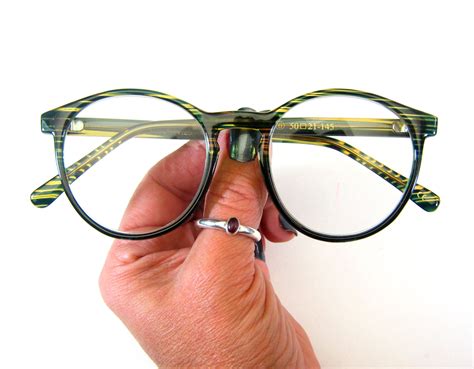 Love Green Green Striped Reading Glasses Oversized And Unisex Lots Of Fun Cool Round Readers
