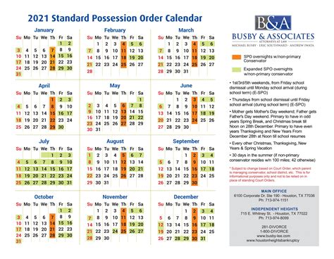 2021 Standard Possession Order Articles