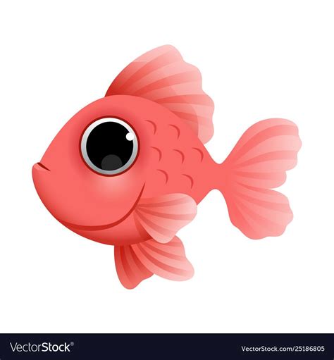Cute Cartoon Golden Fish Isolated On White Background Vector