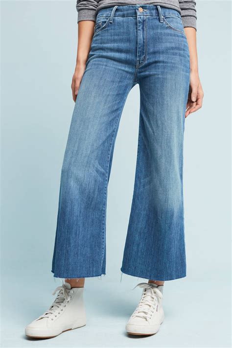 Mother The Roller Crop High Rise Jeans High Rise Jeans Wide Leg Jeans Cropped Wide Leg Jeans