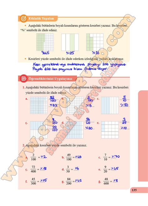 5 sinif matematik ders kitabi cevaplari ozgun sayfa 135 Ödev Zamanı