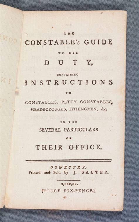 The Constables Guide To His Duty Recent Antiquarian Acquisitions