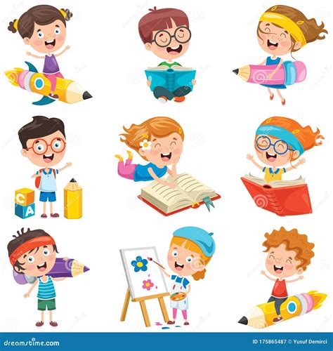 Cartoon Characters Doing Various Activities Stock Vector Illustration