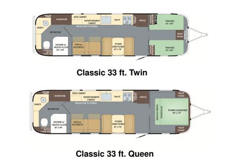 Floorplans For The New 2018 Airstream Classic 33 Rv Floor Plans