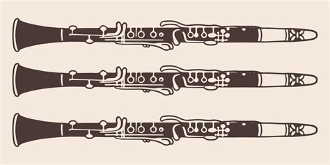 Vintage Hand Drawn Three Clarinets In Vintage Engraved Style 9578861