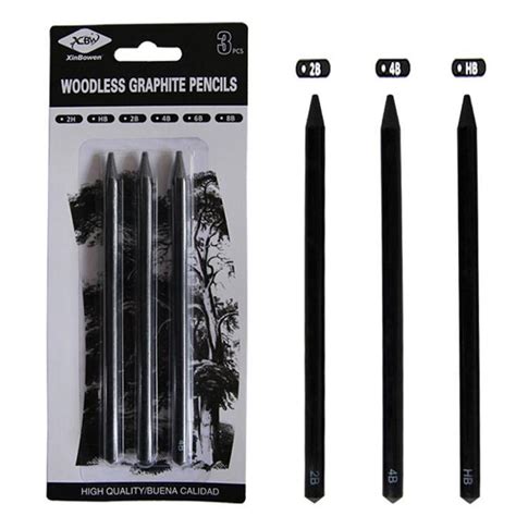 Buy 3 Pcs Full Charcoal Woodless Pencil Kit Professional Sketch Drawing