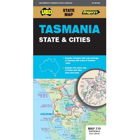 Tasmania State And Cities Road Map 719 Geographica