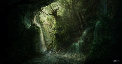 fond d écran 3400x1798 px art ouvrages d art la grotte fantaisie forêt paysage magique