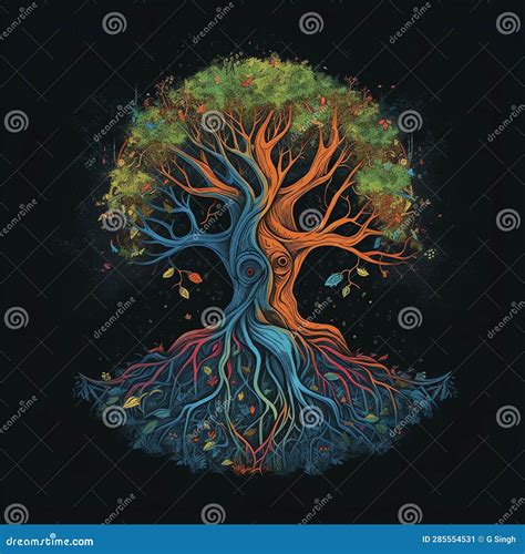 The Great Tree Of Life And Death Stock Illustration Illustration Of