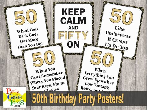 Funny Birthday Party Decorations 50th Happy Birthday Posters Etsy