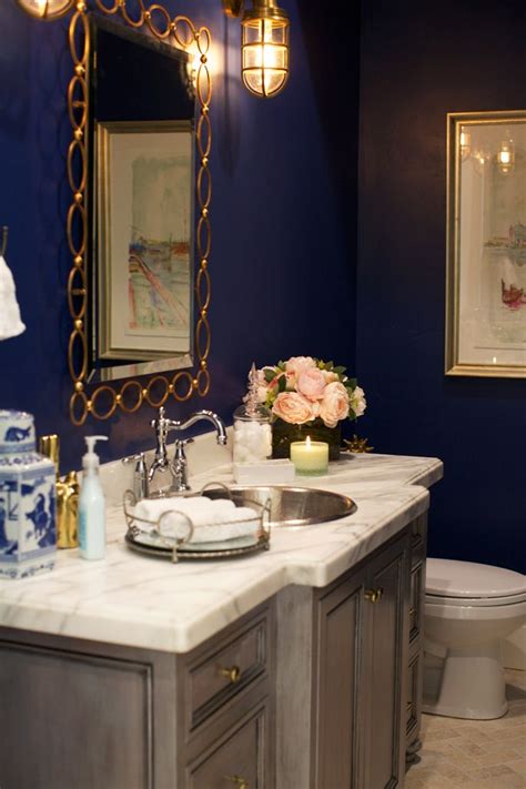 Amazing living room ideas of adorning. Navy blue and gold powder bath... @AceHardware | Royal ...