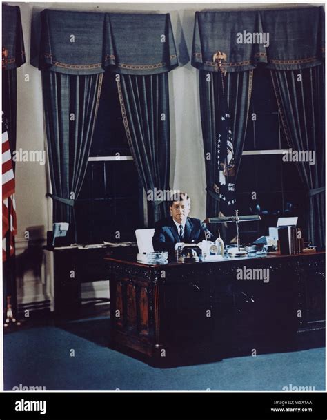 Portrait Of President Kennedy At His Desk White House Oval Office