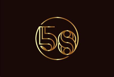 Premium Vector Abstract Number 58 Gold Logo Number 58 Monogram Line