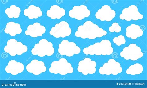 Formas De Nube Blanca En Azul Cielo Plano Conjunto De Dibujos Animados