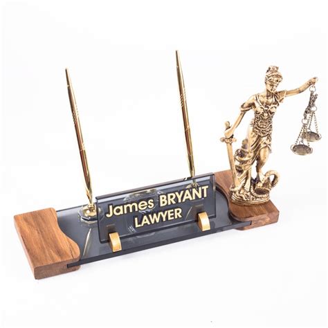 Crystal Wood Desk Name Plate For Lawyers Personalized T For