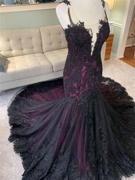 Black And Purple Wedding Dress Gothic Wedding Dress Trumpet Etsy