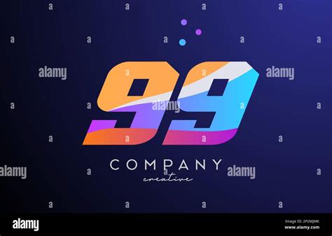 Colored Number 99 Logo Icon With Dots Yellow Blue Pink Template Design