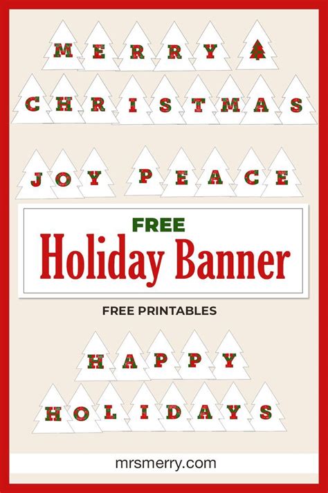 Free Printable Happy Holidays Banner Christmas Decor Holiday Banner