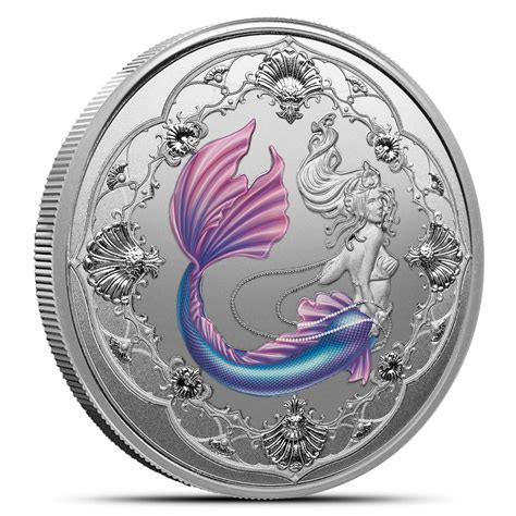 2022 Colorized Samoa Princess Of The Sea Mermaid Silver Coin