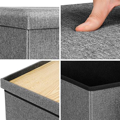 The look is sophisticated, while the build is sturdy; Storage Ottoman with Tray, Linen Coffee Table Folding Long ...