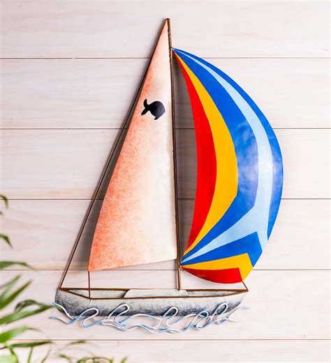 Sculptures Wall Sculptures Sk Contemporary Metal Wall Art Rustic Fleet Of Sailing Boats Home