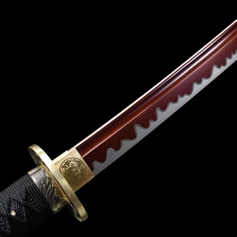 Black And Red Katana Handmade Japanese Samurai Sword High Manganese