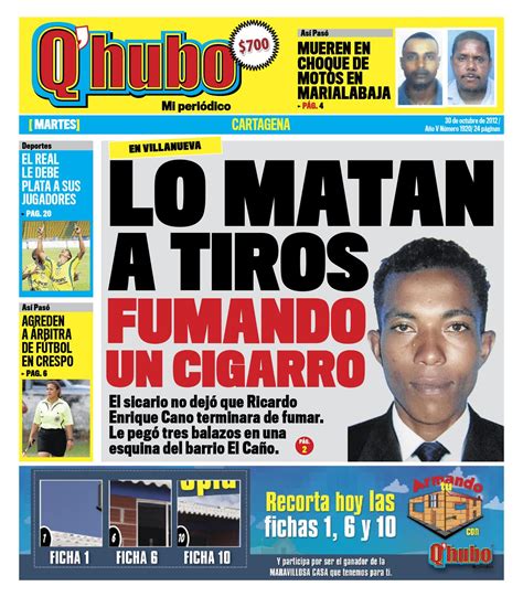 Las noticias de última hora en español de ee.uu., méxico, latinoamérica y el mundo. Q'hubo Cartagena 30 de octubre de 2012 by Editora Del Mar ...