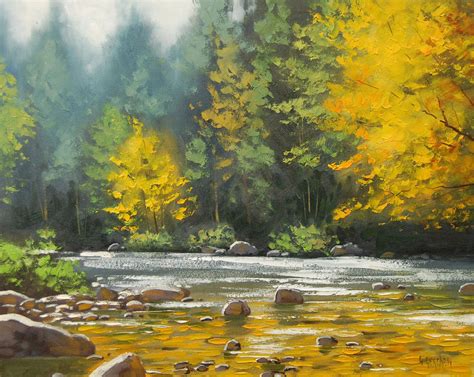 Autumn River Painting By Artsaus On Deviantart