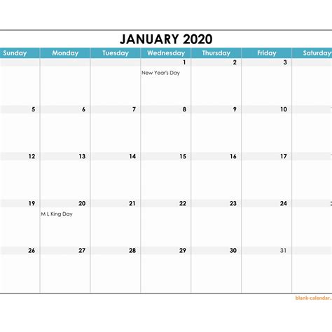 2020 Calendar Templates And Images Gambaran